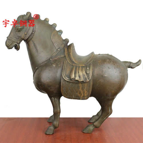 宇卓铜器纯铜唐马黄铜唐马铜马家居装饰办公室工艺品摆件