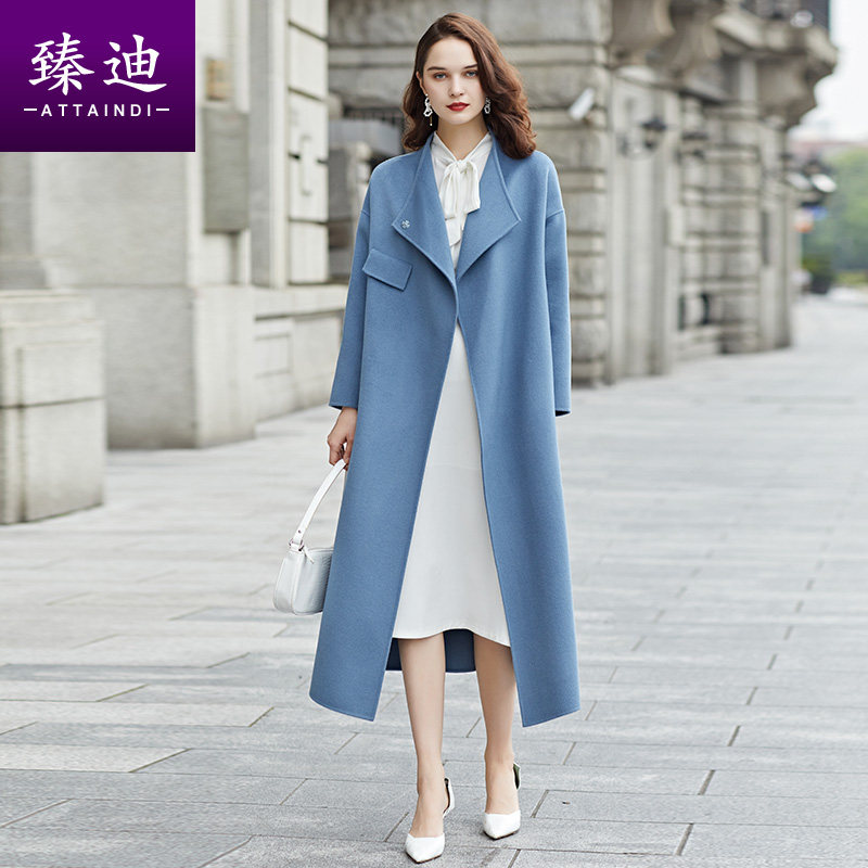 法式羊毛双面呢斗篷大衣女2021秋冬加厚宽松廓形大码披风过膝长款