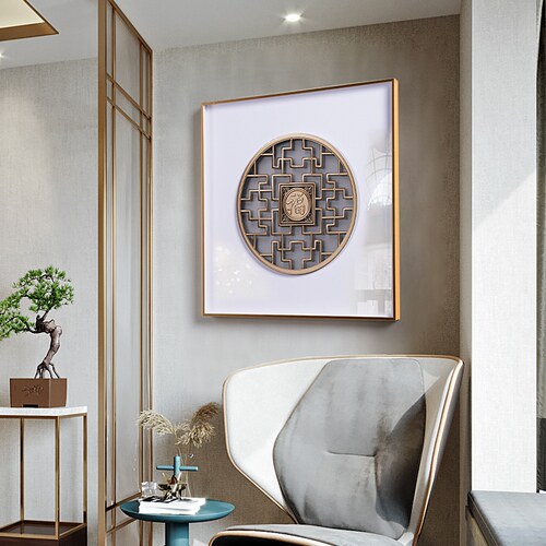 网红什锦立体 新中式轻奢图腾玄关柜装饰画高档玲珑挂画好寓意墙