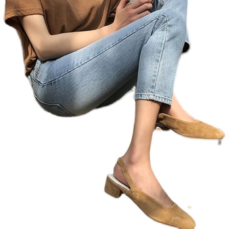 2023年夏装大码弹力高腰九分牛仔裤女胖妹妹mm浅色烟管直筒裤子薄