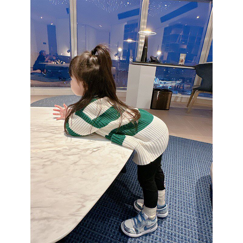 扣肉家婴童装女宝宝针织裙春秋女童圆领毛衣婴幼儿秋冬装外套
