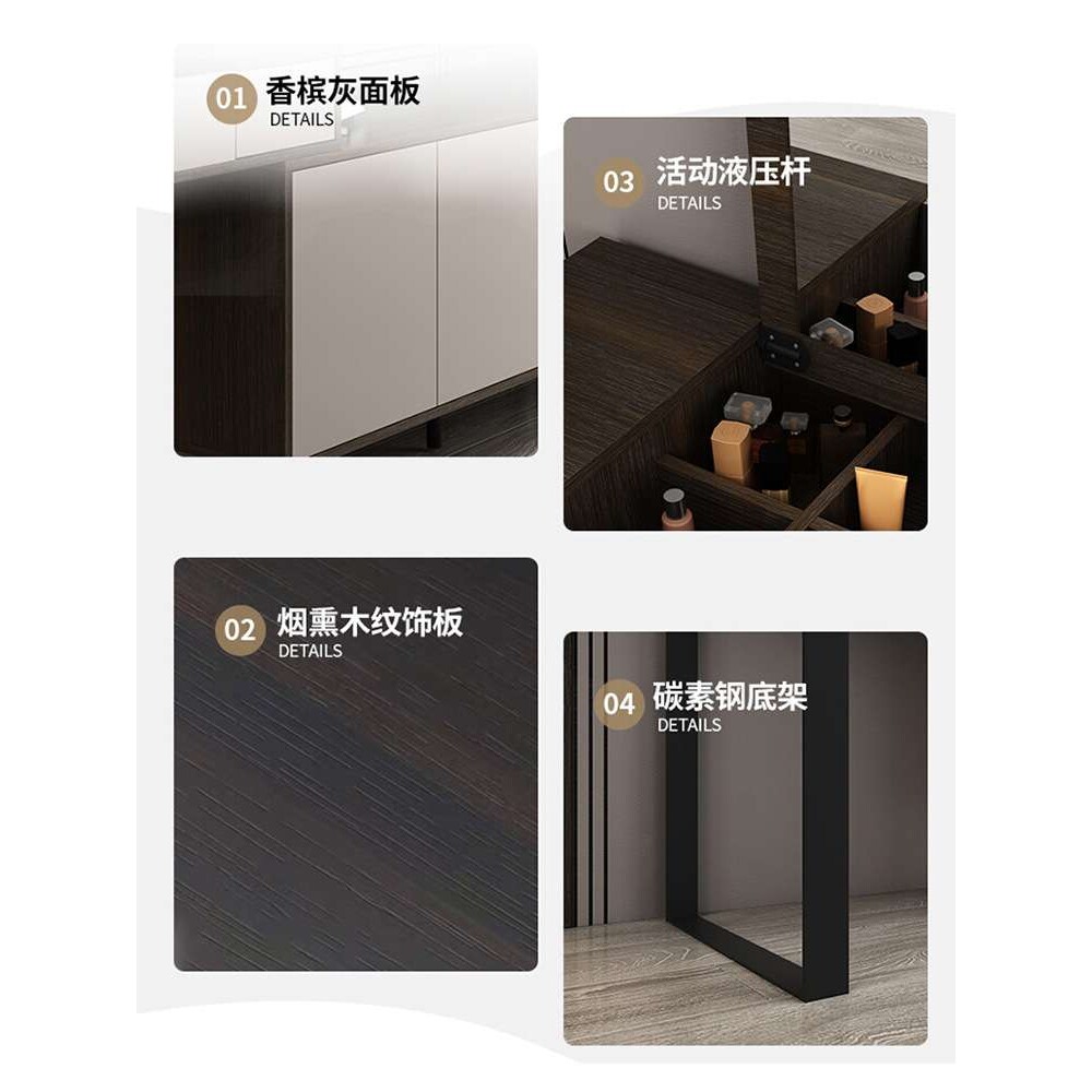 意式卧室电视柜梳妆台组合一体主卧高柜房间收纳床尾柜多功能书桌