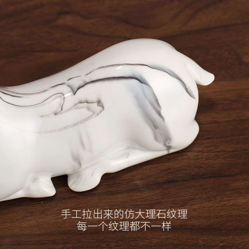 创意麋鹿摆设树脂仿大理石摆件家居饰品酒柜电视柜装饰品桌面客厅