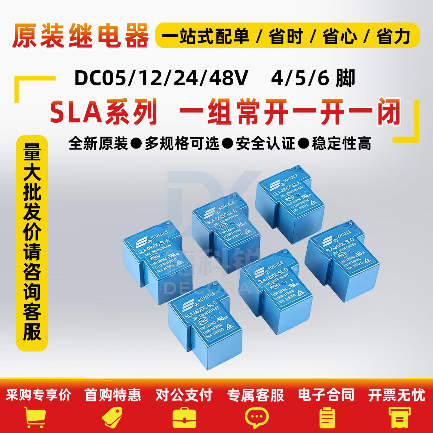 原装松乐T90功率继电器SLA-05VDC/12VDC 24VDC-SL-A -C 30A 40A图片