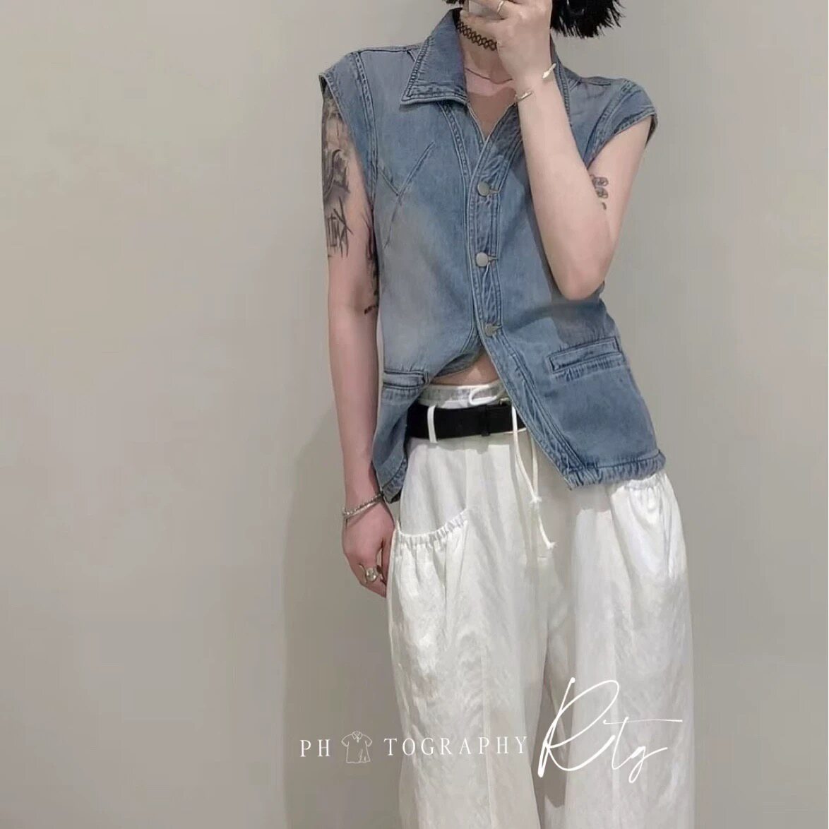 Rtg Clothing新款小众设计师款原单正品复古水洗牛仔无袖马甲