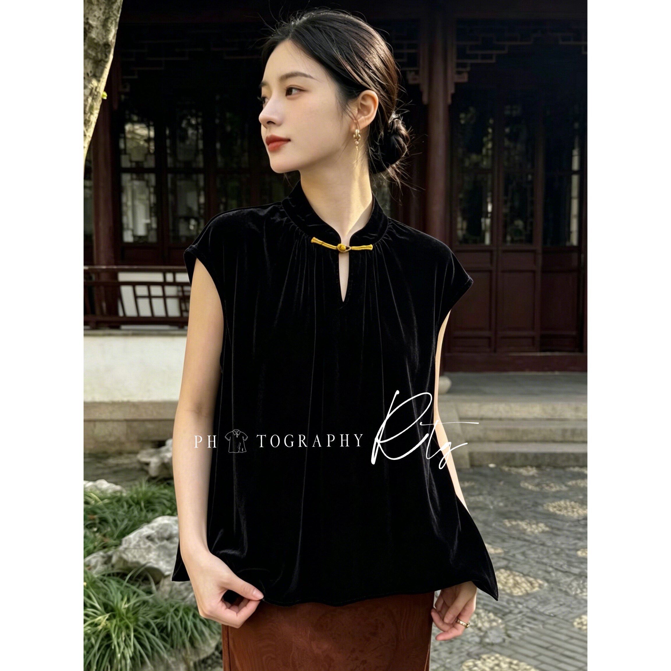 Rtg Clothing新款小众原单百搭新中式国风盘扣真丝丝绒上衣