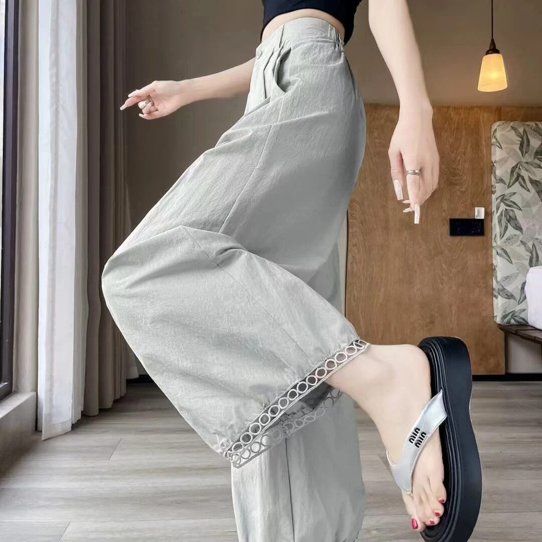 纯棉镂空高腰显瘦九分灯笼裤女
