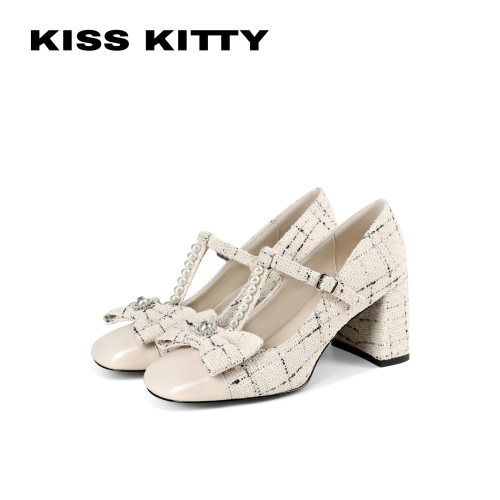 KISSKITTY方头粗跟玛丽珍鞋