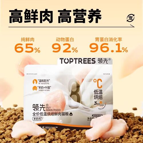 领先烘焙猫粮成猫粮幼猫鸡肉羊奶低温烘干猫主粮高蛋白益生菌养胃