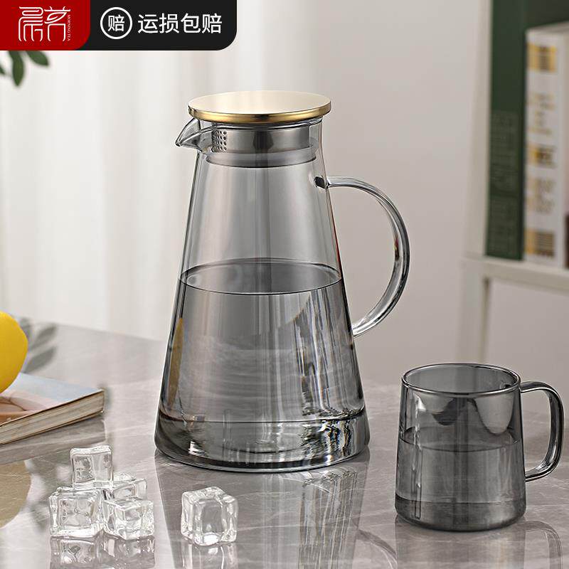 冷水壶玻璃耐高温凉水杯果茶壶大容量冰水壶凉茶壶套装家用凉水壶