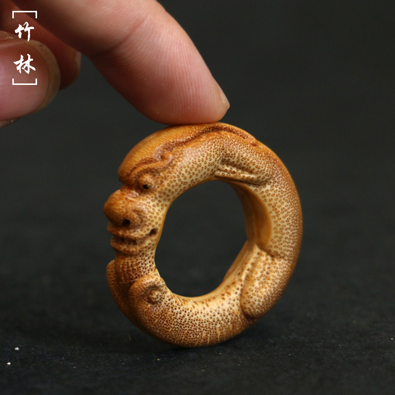 精品纯手工雕刻老玉竹鸟笼绣眼竹圈吊环文玩挂件指环配饰竹环竹雕