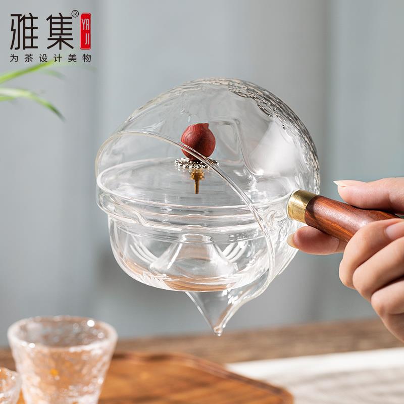 雅集茶具月印侧把壶玻璃煮茶壶迷你小型电陶炉白茶煮茶器家用茶壶