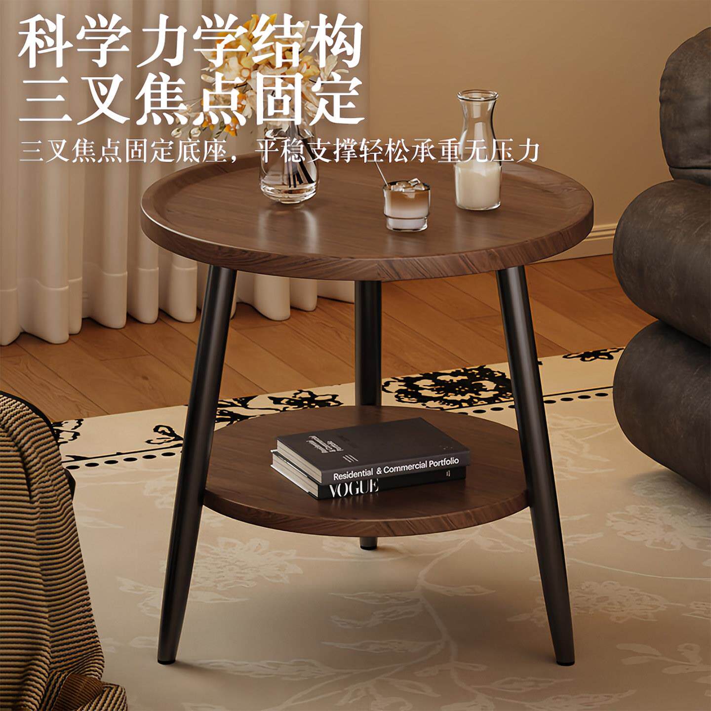 桌茶几客厅家用小户型小沙发边几茶桌桌阳台BJ92765小子床圆头圆