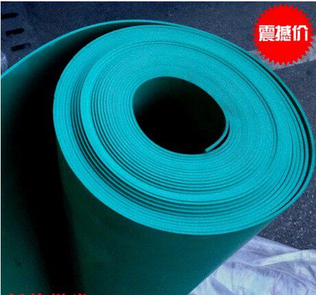 防滑板耐酸碱板pvc软板绝缘橡胶板2mm3mm5mm工作台面胶垫绿白 B级
