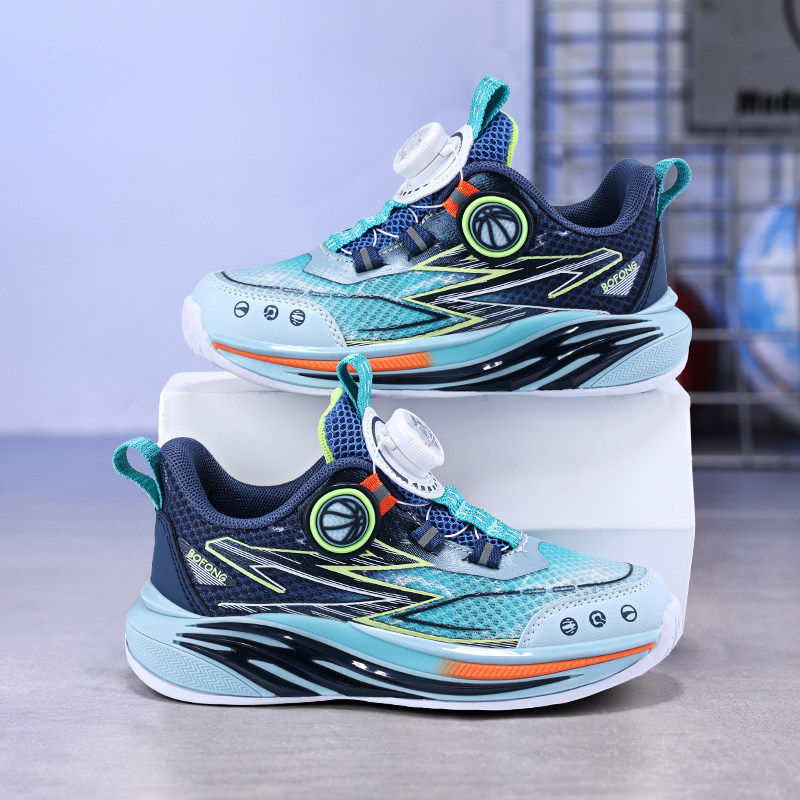 2026新款夏季儿童女男童防水皮面网布透气中大童篮球运动跑步鞋子