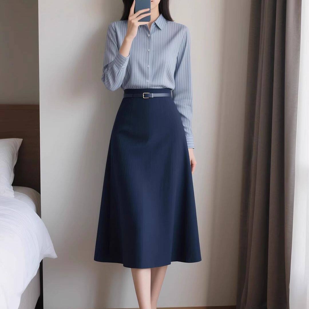 早秋季新款女装时尚气质衬衫两件套装半身裙子女士通勤高端轻熟风