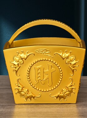 黄铜铜斗四方纳财金蟾日进斗金方斗摆件招财进宝家居店铺开业礼品