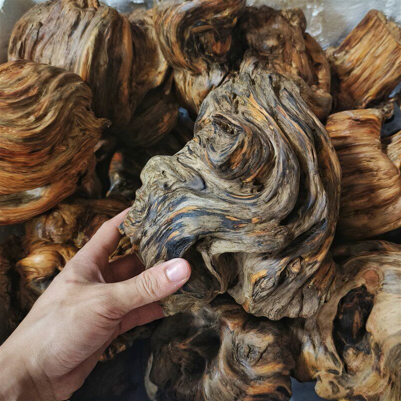 根雕摆件琥珀木松明子天然原木风化木树榴土沉香文玩手把件陈化料