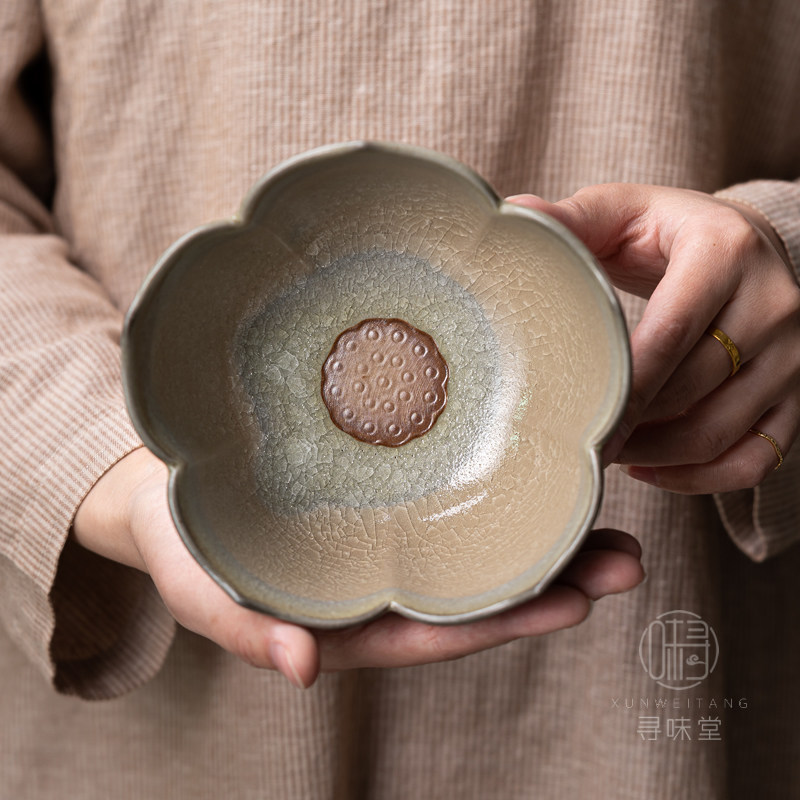 冰花釉莲花茶洗茶缸开片陶瓷杯洗冰裂纹茶水盂中式家用功夫茶具