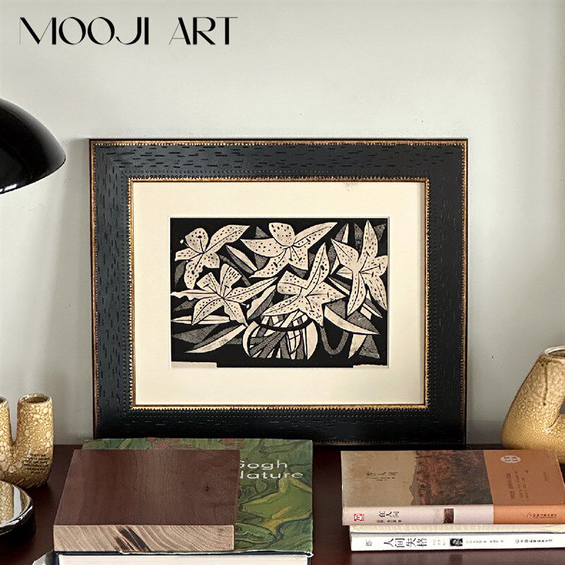 百合春天】木吉中古风客厅背景墙装饰画高级感玄关挂画复古艺术画