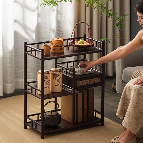 茶室靠墙茶柜置物架小型餐边柜博古架茶柜茶水柜边柜家用储物收纳