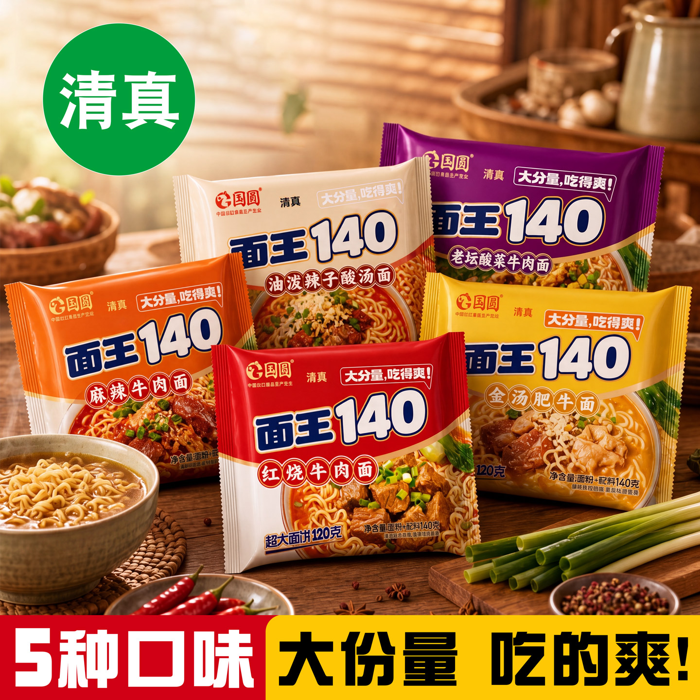 【五种口味】国圆清真泡面袋装