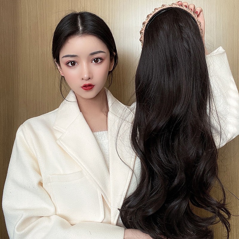 可拆卸发箍假发女半头套大波浪时尚卷发片自然无痕长卷发全头套图片
