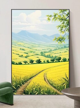 绿水青山挂画2026新款进门玄关装饰画风景高级壁画客厅沙发落地画