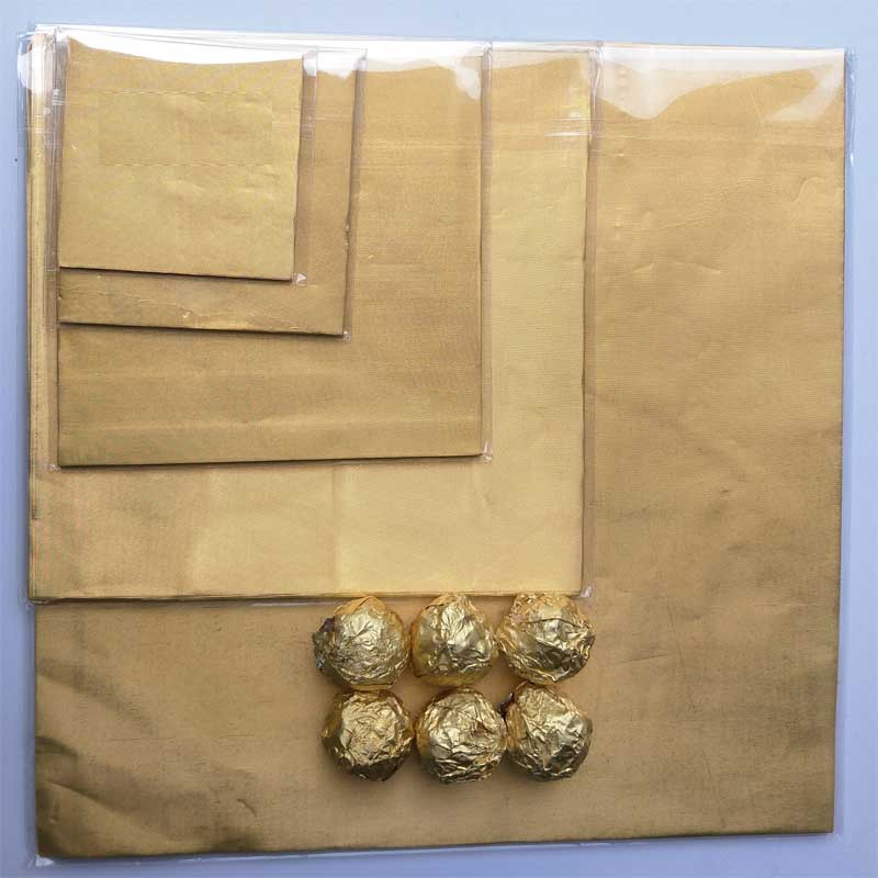 加大号茶叶饼沱茶用包装锡纸 金色压纹细格纹锡箔纸 45*45cm100张