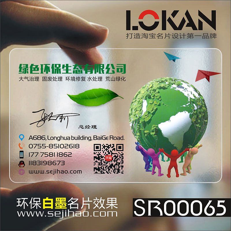 旅游公司绿色环保导游旅行团社订票务透明名片设计制作SR00065