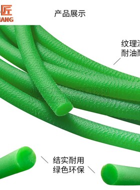 O型皮带PU聚氨酯圆皮带细绿色可粘接小圆形粗面电机模型机床传动