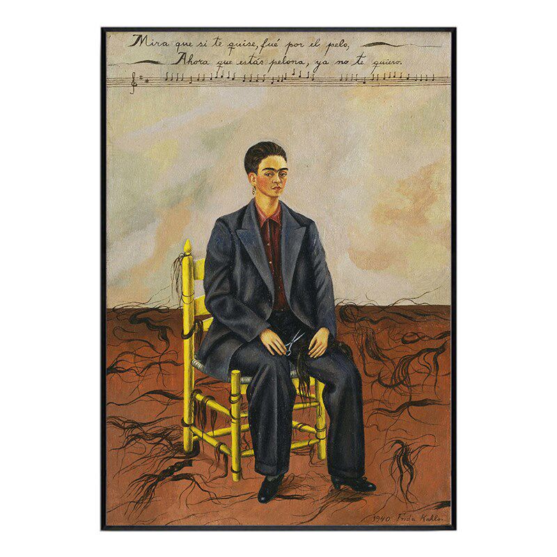短发自画像 Frida 弗里达装饰画墨西哥客餐厅书房酒吧艺术挂画 - 实物图