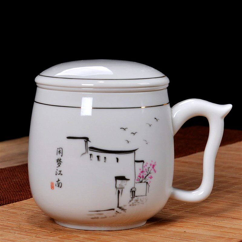 泡茶杯大号陶瓷带过滤家用办公茶水分离喝水茶杯创意水杯定制包邮
