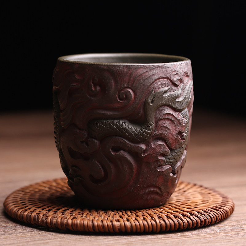 宜兴原矿紫砂主人杯茶杯龙杯名家高水波纯全手工品茗杯功夫茶具