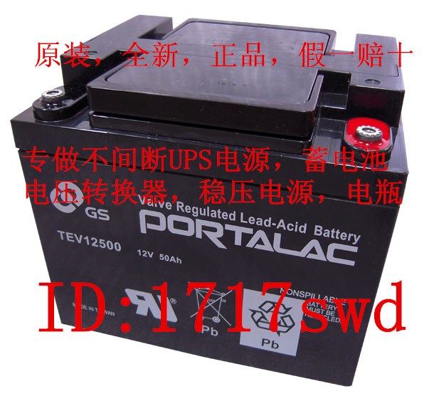 GSPORTALAC蓄电池 TEV12500 12V50AH应急设备 小型电动车用电瓶