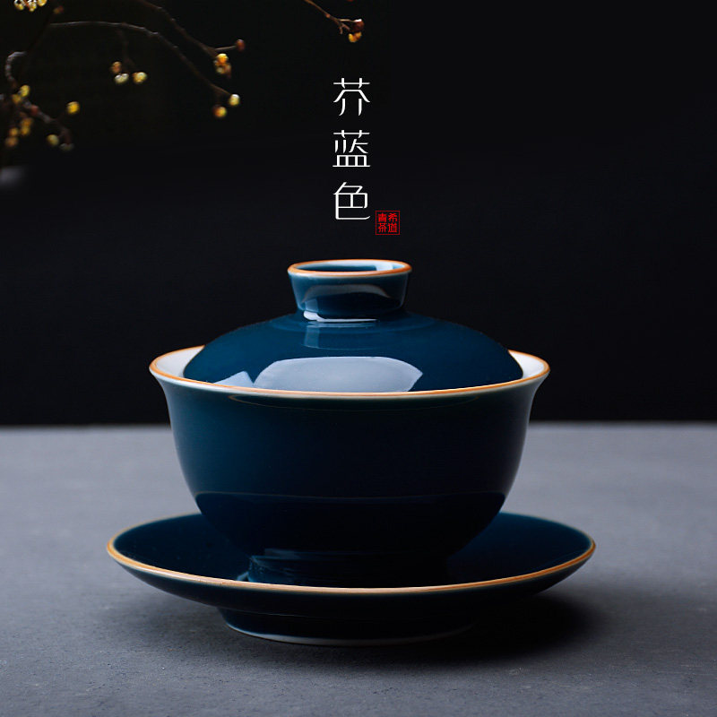 盖碗茶杯 茶具白瓷大号耐热手抓三才碗 泡茶碗功夫荼具陶瓷敬茶碗图片