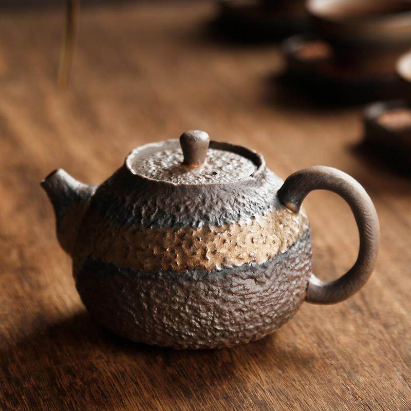 粗陶功夫茶壶+茶具家用手工陶瓷西施壶+单个茶道日式小手抓泡茶壶