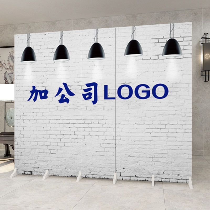 定制白色屏风隔断公司企业办公室玄关移动折叠简约布艺装饰背景墙