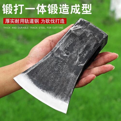 手工锻打轨道钢斧头单头砍树劈柴农用工具耐用木工专用斧家用斧子
