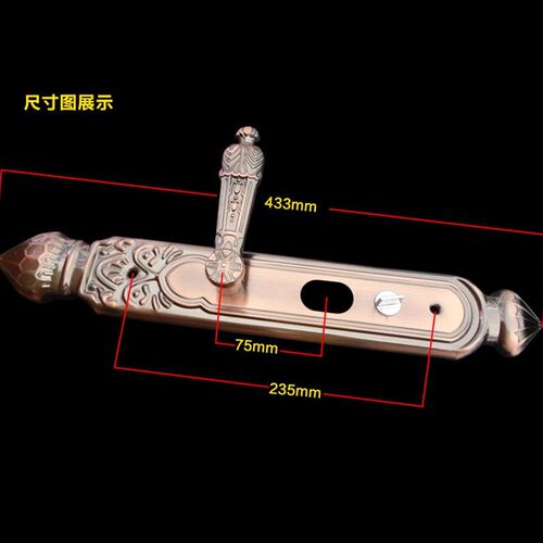 大门锁拉手防盗门锁把手红古铜手把通用型普通双活单活门锁锁大门