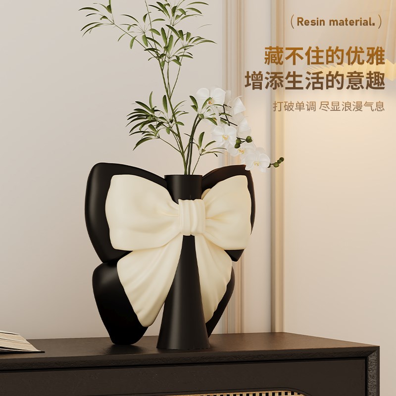 中古风法式复古摆件蝴蝶花瓶轻奢高级感小众客厅玄关桌面装饰品