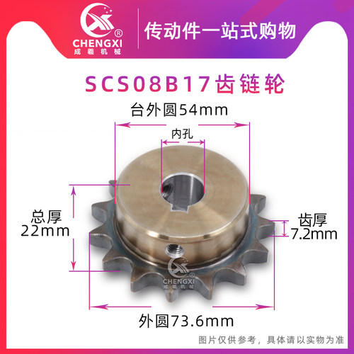 SCS高品质成型孔链轮4分17齿 08B17T齿外径73.6 精车内孔键槽顶丝