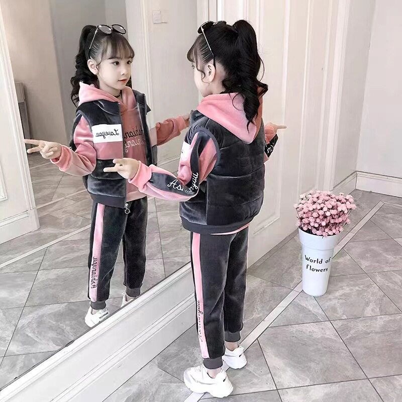 女童春装套装春秋季新款大童装小女孩儿童网红洋气运动三件套