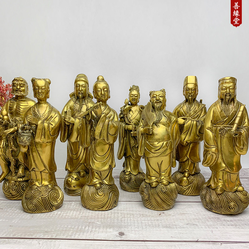 善缘堂铜八仙铜像吕洞宾张果老铁拐李何先姑蓝采和韩湘子家用摆件