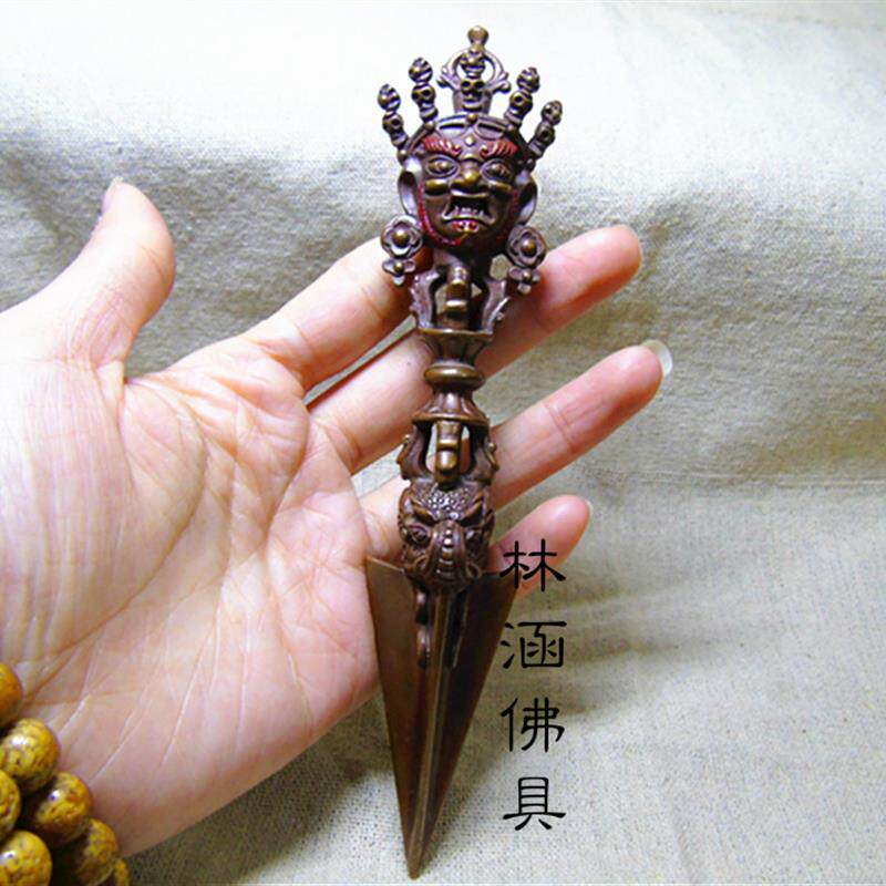 尼泊尔纯手工品+纯铜单面普巴金刚撅杵+金刚杵高16cm
