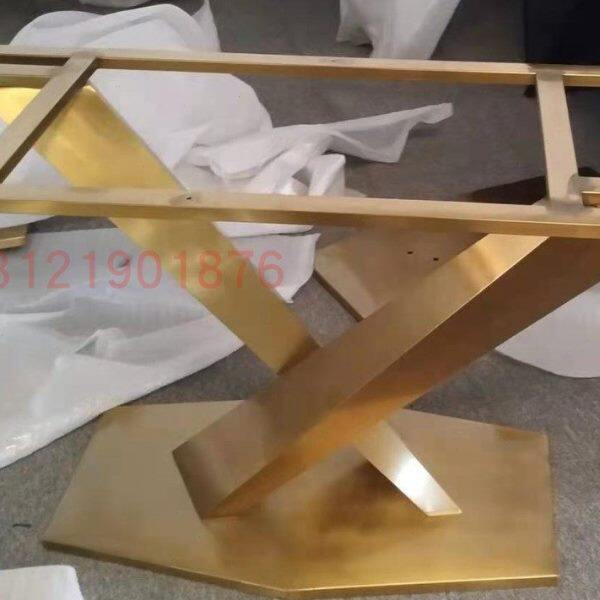 轻奢大理石餐桌脚 网红店桌子 创意西餐厅休闲餐桌腿 餐台脚镀金