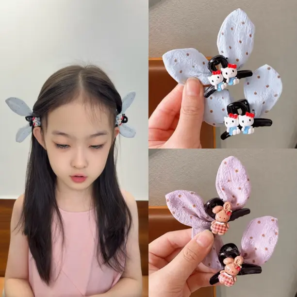 可爱卡通兔耳朵抓夹女童侧边碎发夹甜美百搭发饰dy