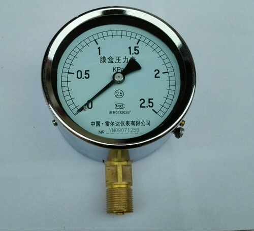中国.雷尔达仪表有限公司膜盒压力表ye-100 0-2.5Kpa 螺纹m20x1.5