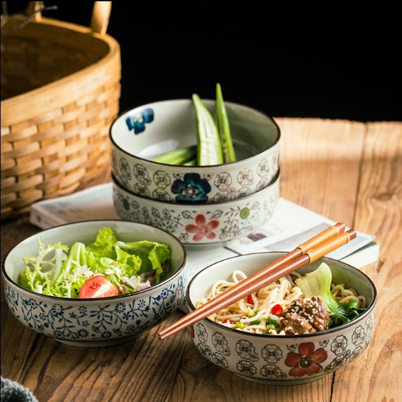 5.5英寸米饭碗家用釉下彩陶瓷中号碗餐具日式蒸蛋蒸菜的碗大号碗图片
