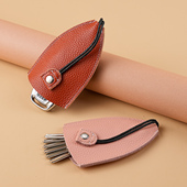 真皮钥匙包男女士抽拉式 通用车钥匙套头层牛皮锁匙收纳包小巧迷你